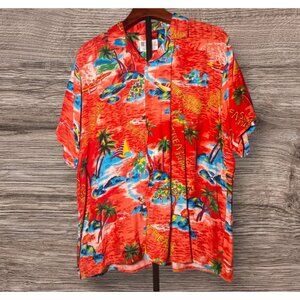 Vtg Tropical Fashions Hawaiian Shirt Treasure Island Resort Wear Beach Vacation
